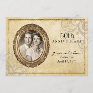 Invitación de aniversario en pergamino vintage