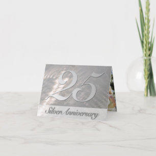 Invitación de aniversario Faux metálico plateado (