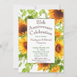 Invitación de aniversario floral de girasoles amar