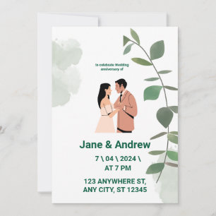 Invitación de Aniversario Floral Morado y Verde