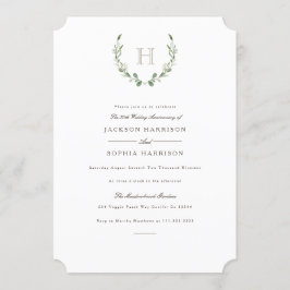 Invitación de Aniversario Formal y Verde Rustico