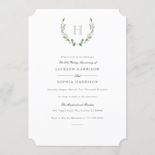Invitación de Aniversario Formal y Verde Rustico