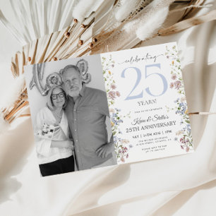 Invitación de aniversario número 25 con foto de fl