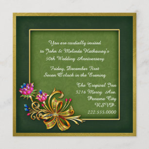 Invitación de aniversario número 50 elegante verde