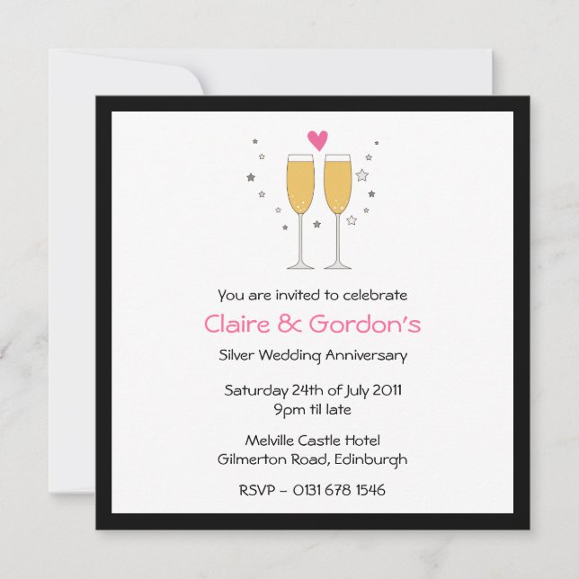 Invitación de aniversario para fiesta con brindis  (Anverso)