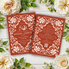 Invitación de aniversario QR Shabby Chic Rojo Ladr
