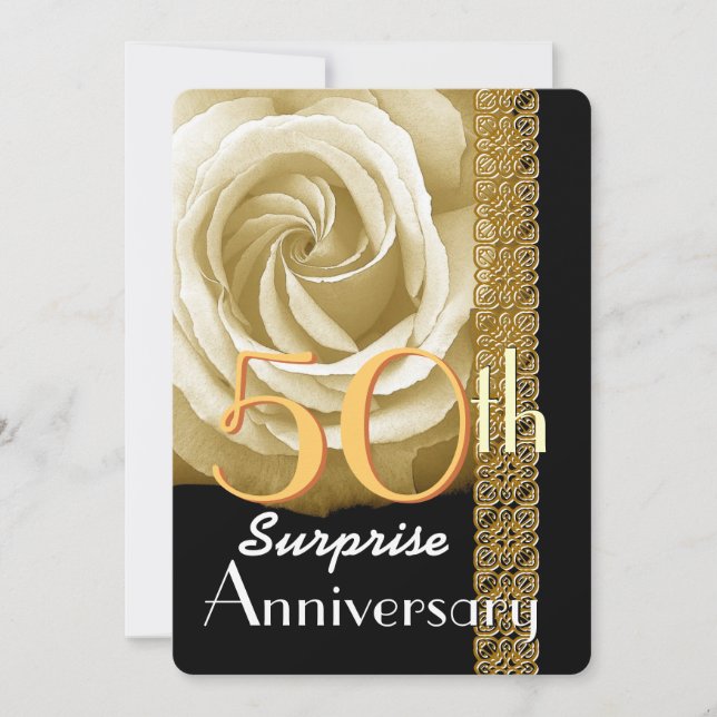 Invitación de aniversario sorpresa 50º Rose V01A (Anverso)