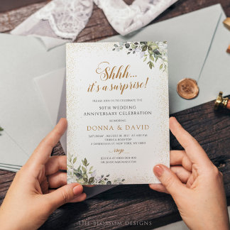 Invitación de aniversario sorpresa de vegetación -