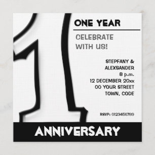 Invitación de aniversario tonta número 1 blanca