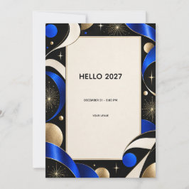 Invitación de Año Nuevo 2027 Midnight Blue Gold