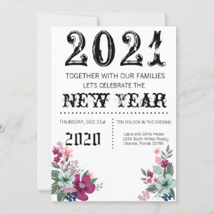Invitación de Año Nuevo 5x7 Flores tropicales