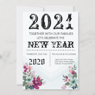 Invitación de Año Nuevo 5x7 Flores tropicales
