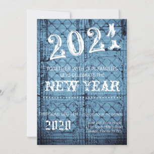 Invitación de Año Nuevo 5x7 Panel de estaño rústic