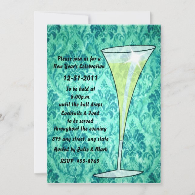 Invitación de Año Nuevo a Champagne (Anverso)