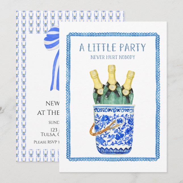 Invitación de Año Nuevo a Chinoiserie Wine Bucket (Anverso / Reverso)