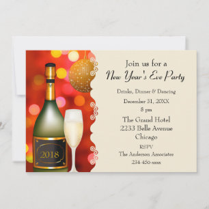 Invitación de Año Nuevo a la Discoteca de Champagn