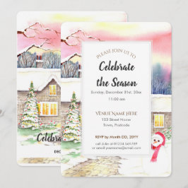 Invitación de Año Nuevo a Navidades de Cottage Sno