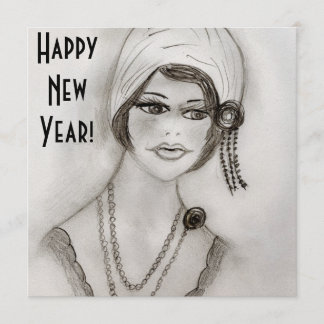 Invitación de Año Nuevo al Chica del Flapper con c