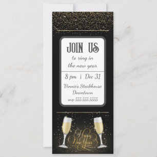 Invitación de Año Nuevo al Purpurina de Oro Champa
