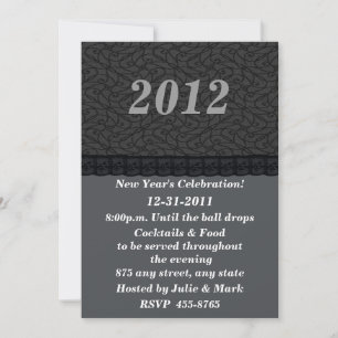 Invitación de Año Nuevo Black Lace