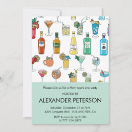 Invitación de Año Nuevo Cocktail Contemporáneo