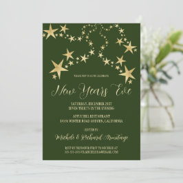 Invitación de Año Nuevo con Estrellas de Oro