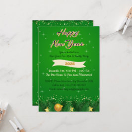 Invitación de Año Nuevo de la Familia Green Gold