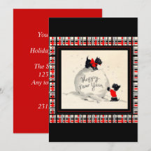 Invitación de Año Nuevo de perro Scottie tarjeta p