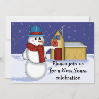 Invitación de Año Nuevo de Snowman