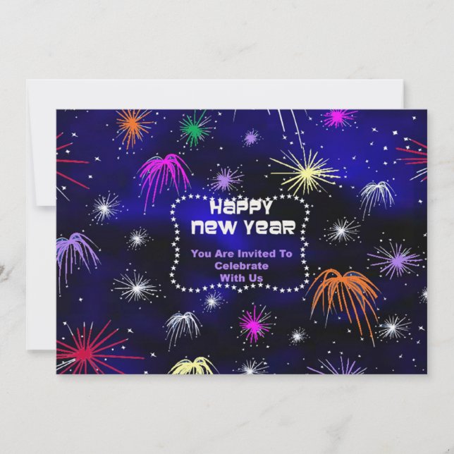 Invitación de Año Nuevo en vidrio manchado (Anverso)