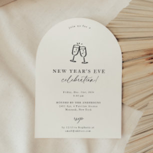 Invitación de Año Nuevo moderna con Doodle