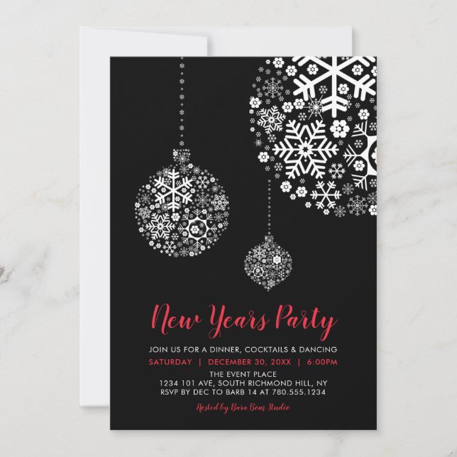Invitación de Año Nuevo moderna y elegante con tem (Anverso)