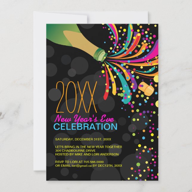 Invitación de Año Nuevo personalizable (Anverso)