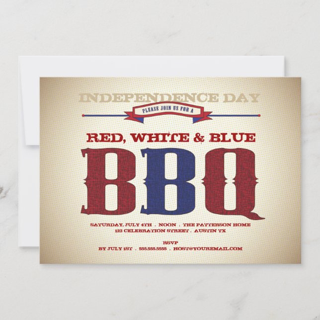 Invitación de antaño del rojo, blanca y azul del 4 (Anverso)