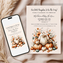 Invitación de Anuncio de Bebé de Calabaza de Otoño