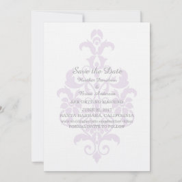 Invitación de anuncio de boda con damasco sutil pú