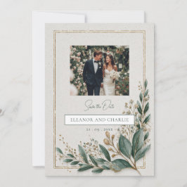 Invitación de Anuncio de Boda Elegante con Vegetac