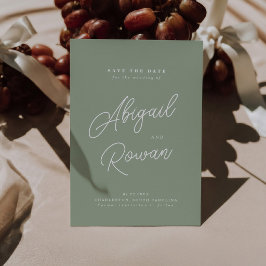 Invitación de Anuncio de Boda Minimalista Verde Sa