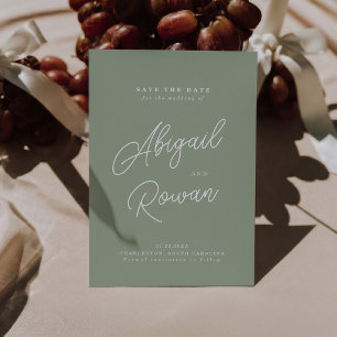 Invitación de Anuncio de Boda Minimalista Verde Sa