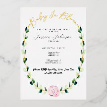 Invitación de anuncio de ducha de bebé en flor - H