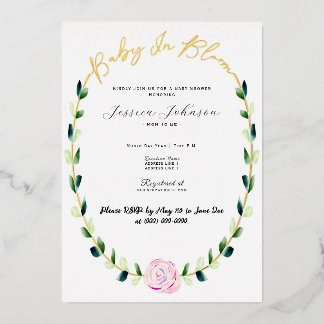 Invitación de anuncio de ducha de bebé en flor - H