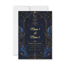 Invitación de anuncio de fecha celestial zafiro