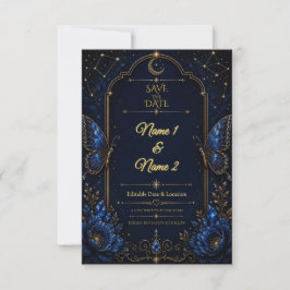 Invitación de anuncio de fecha celestial zafiro