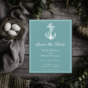 Invitación de anuncio de fecha de boda con ancla n