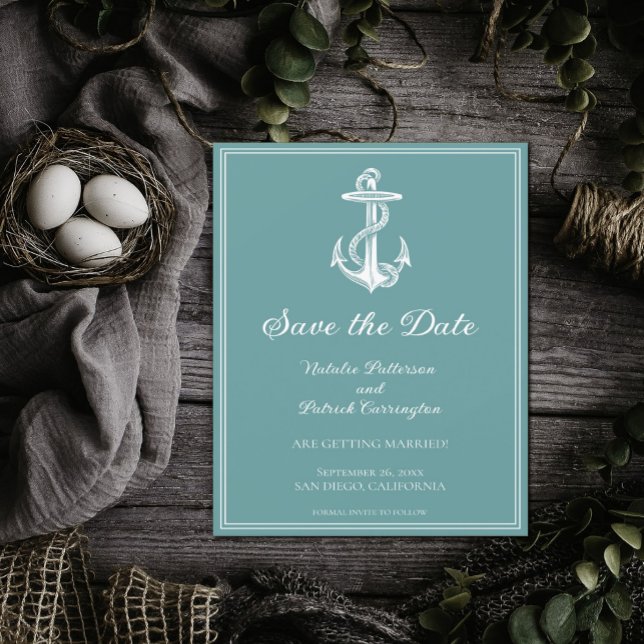 Invitación de anuncio de fecha de boda con ancla n (Subido por el creador)