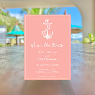 Invitación de anuncio de fecha de boda con ancla n