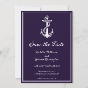 Invitación de anuncio de fecha de boda con ancla n