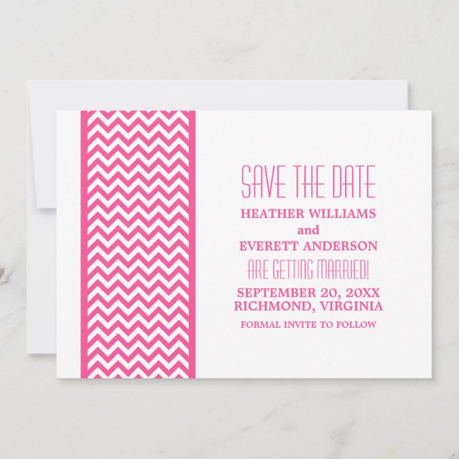 Invitación de anuncio de fecha de boda con borde d (Anverso)