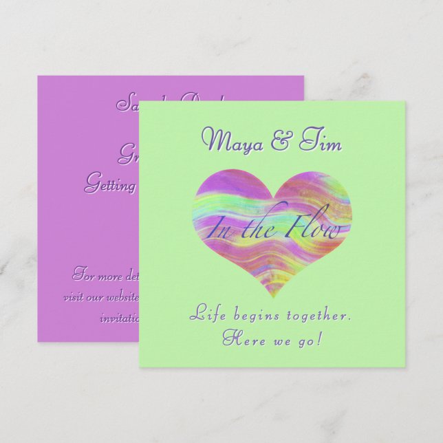 Invitación de anuncio de fecha de boda con corazón (Anverso / Reverso)