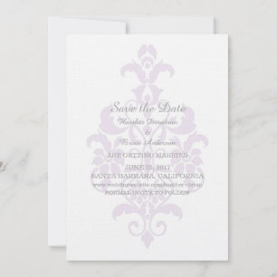 Invitación de anuncio de fecha de boda con damasco